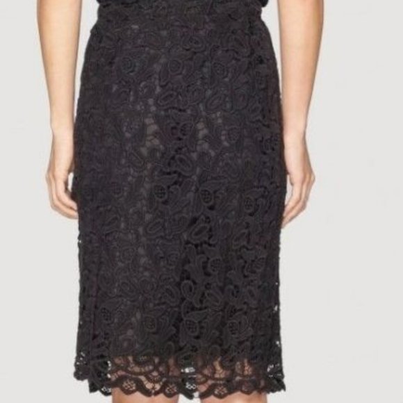 SOLD*** Johnny Was MAEVE Crochet Lace Pencil SKIRT Knee Length SILK Lining Black - Picture 6 of 6